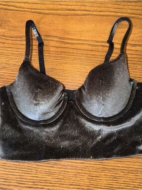 Black Velvet Longline Sparkle Victoria’s Secret Bra 34B